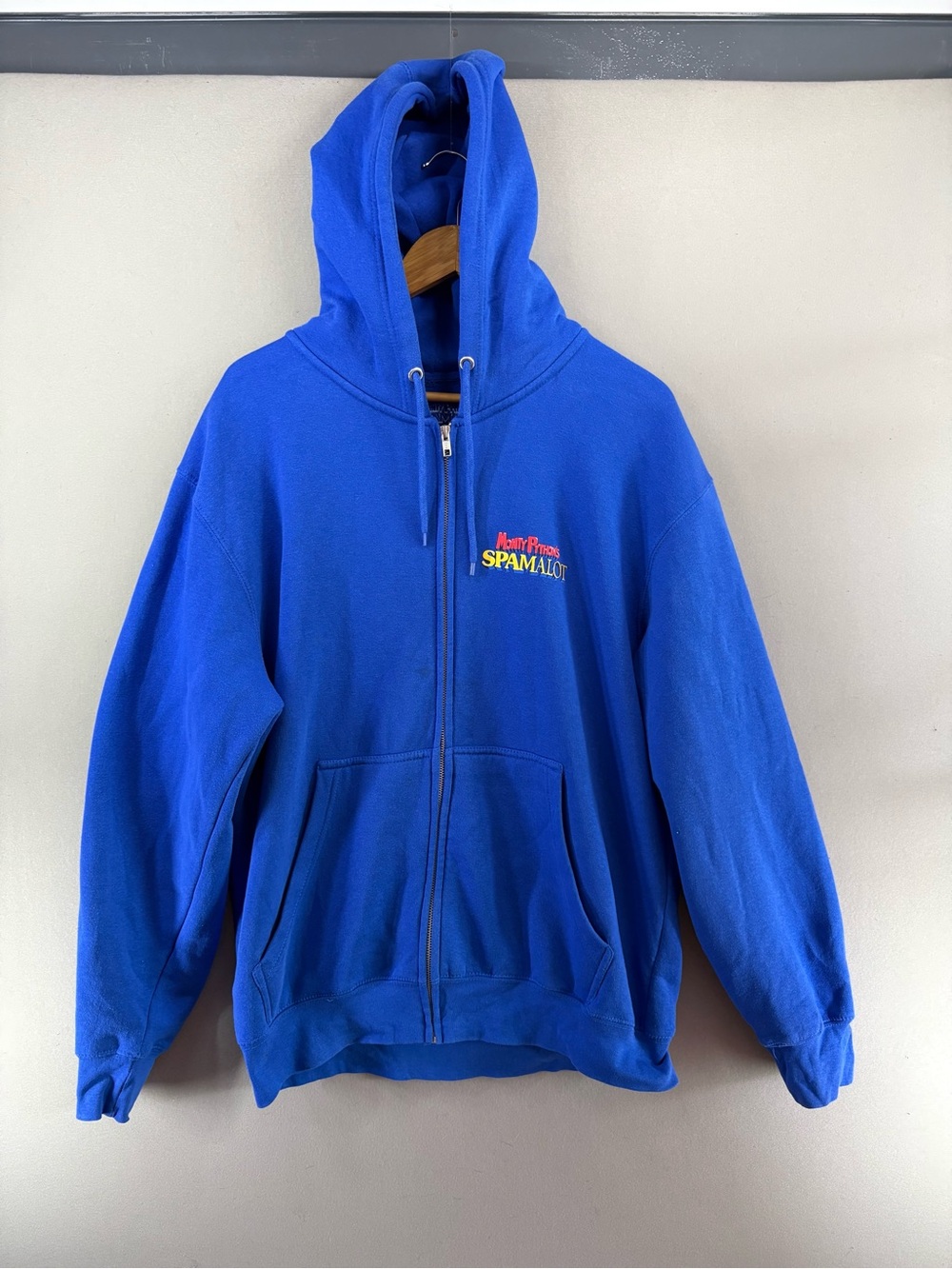 Monty Python Men Hoodie Zip Spamalot Blue Size Large Logo